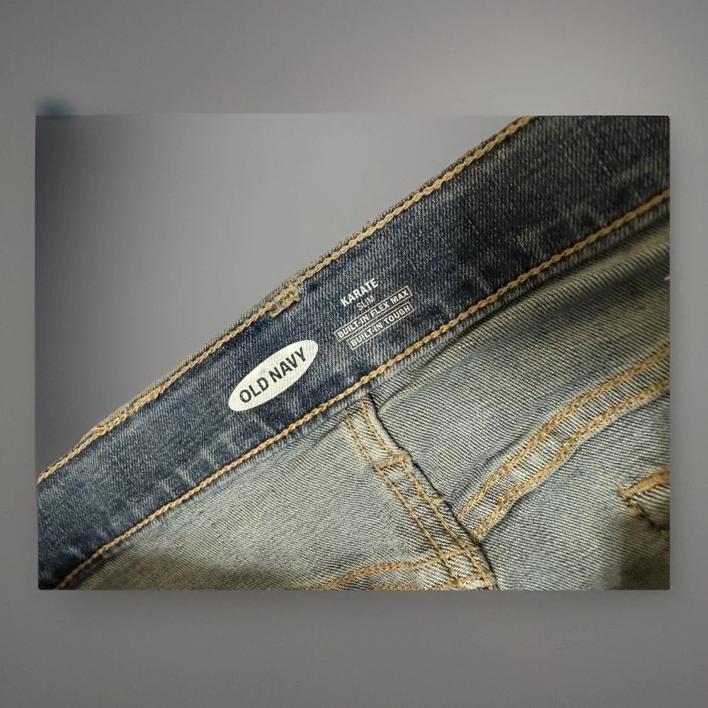 NWT Old Navy Karate Slim Built In‎ Flex Rip And Repair Patch Jeans Boys Sz. 18